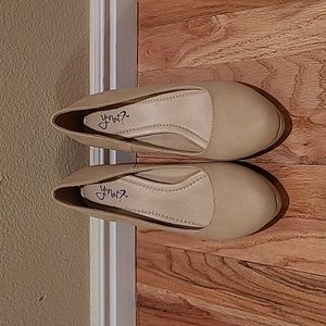 Women's 9.5 Tan High Heels. Y.Not? Brand